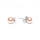 Cercei perle naturale roz piersica 6 mm si argint DiAmanti EFB06-P-G
